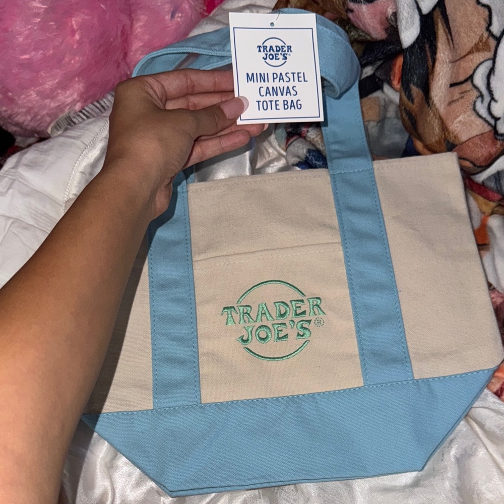 Blue and Cream Canvas Tote Bag